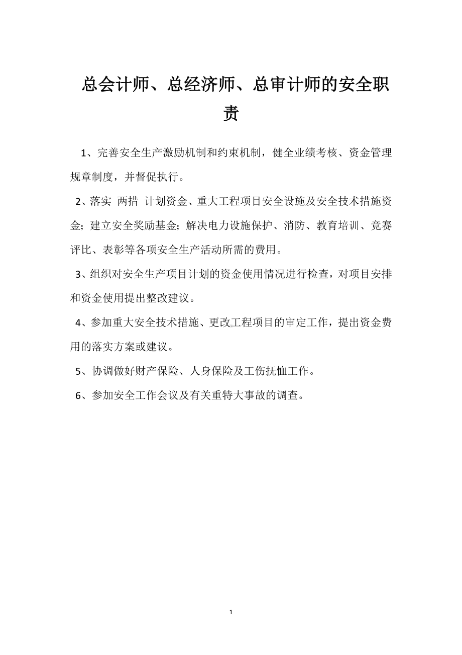 总会计师、总经济师、总审计师的安全职责模板范本.docx_第1页