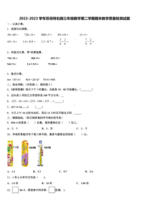 2022-2023学年苏尼特右旗三年级数学第二学期期末教学质量检测试题含解析.doc