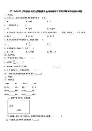 2022-2023学年吉林省延边朝鲜族自治州龙井市三下数学期末调研模拟试题含解析.doc