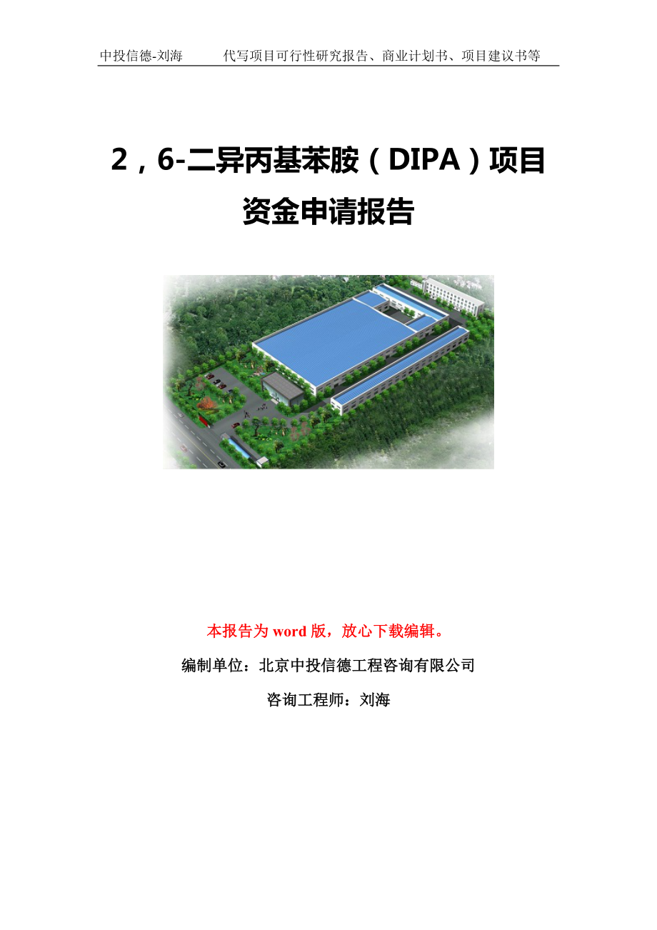 26-二异丙基苯胺（DIPA）项目资金申请报告模板定制.doc_第1页