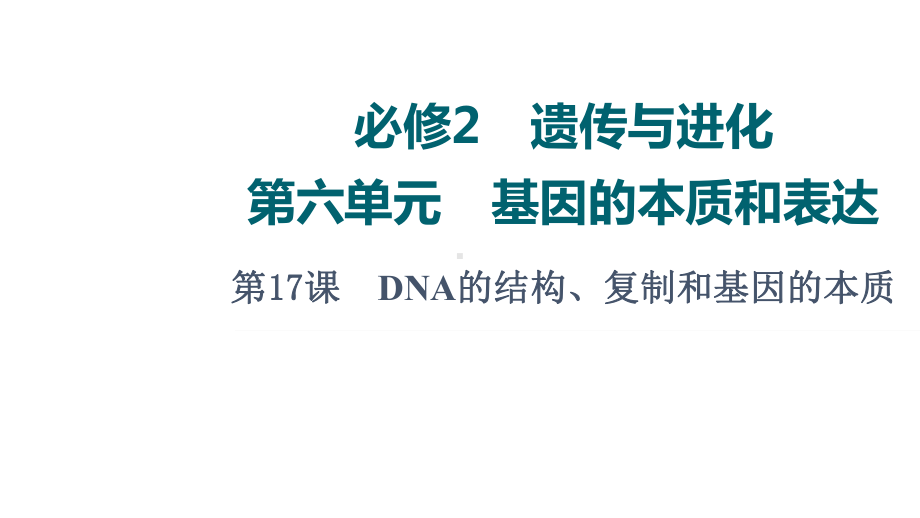 第6单元 第17课　DNA的结构、复制和基因的本质 ppt课件一轮复习-2023新人教版(2019）《高中生物》必修第二册.ppt_第1页