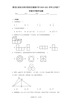 黑龙江省哈尔滨市香坊区德强中学2020-2021学年九年级下学期开学数学试题.pdf