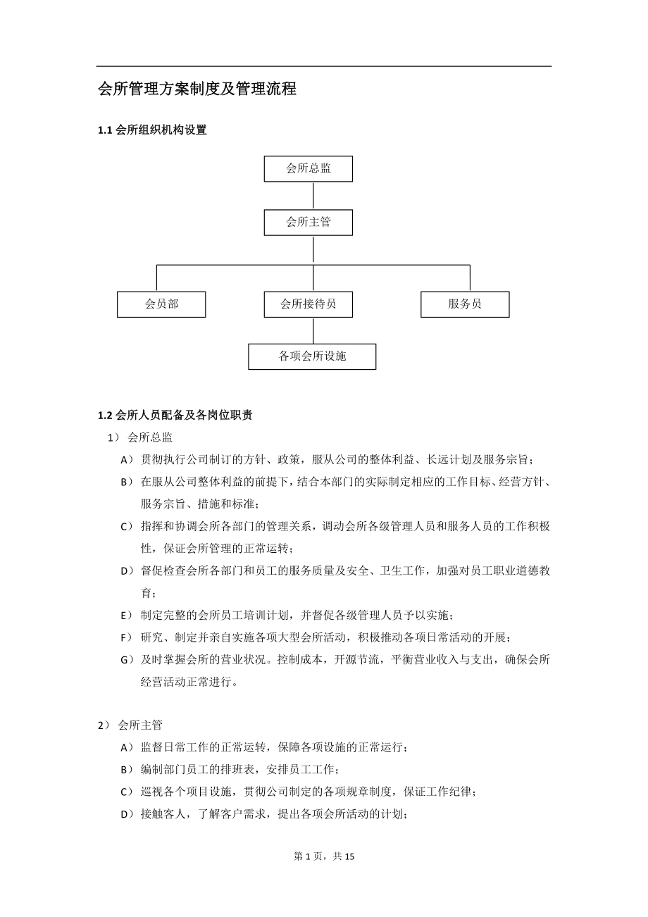 会所管理方案制度及管理流程.doc_第1页