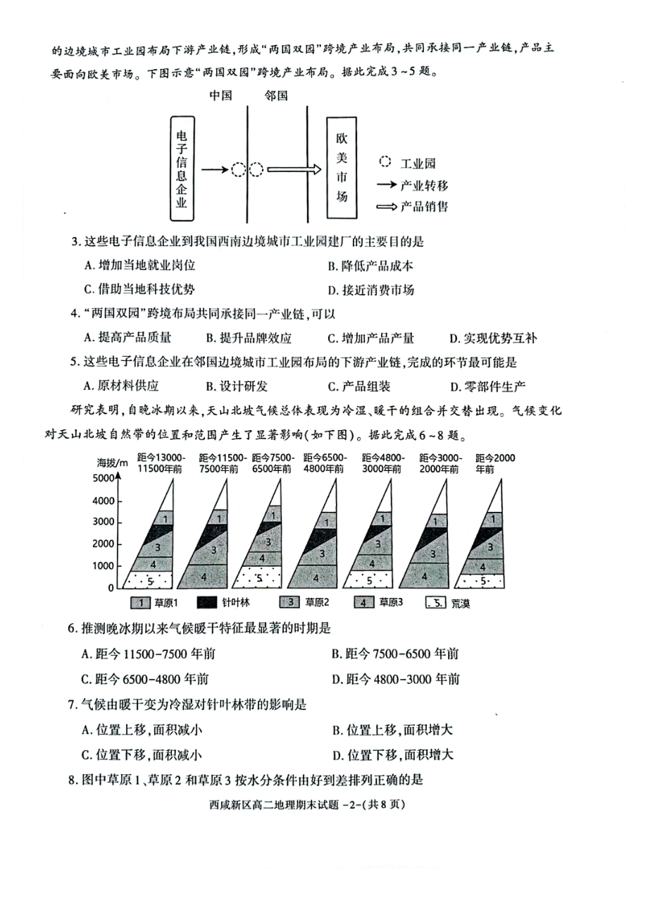 陕西省西咸新区2022∽2023高二下学期期末质量检测地理试卷+答案.pdf_第2页