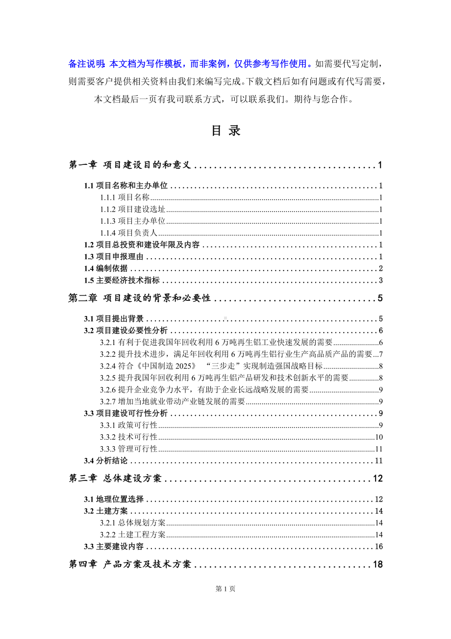 年回收利用6万吨再生铝项目建议书写作模板.doc_第2页