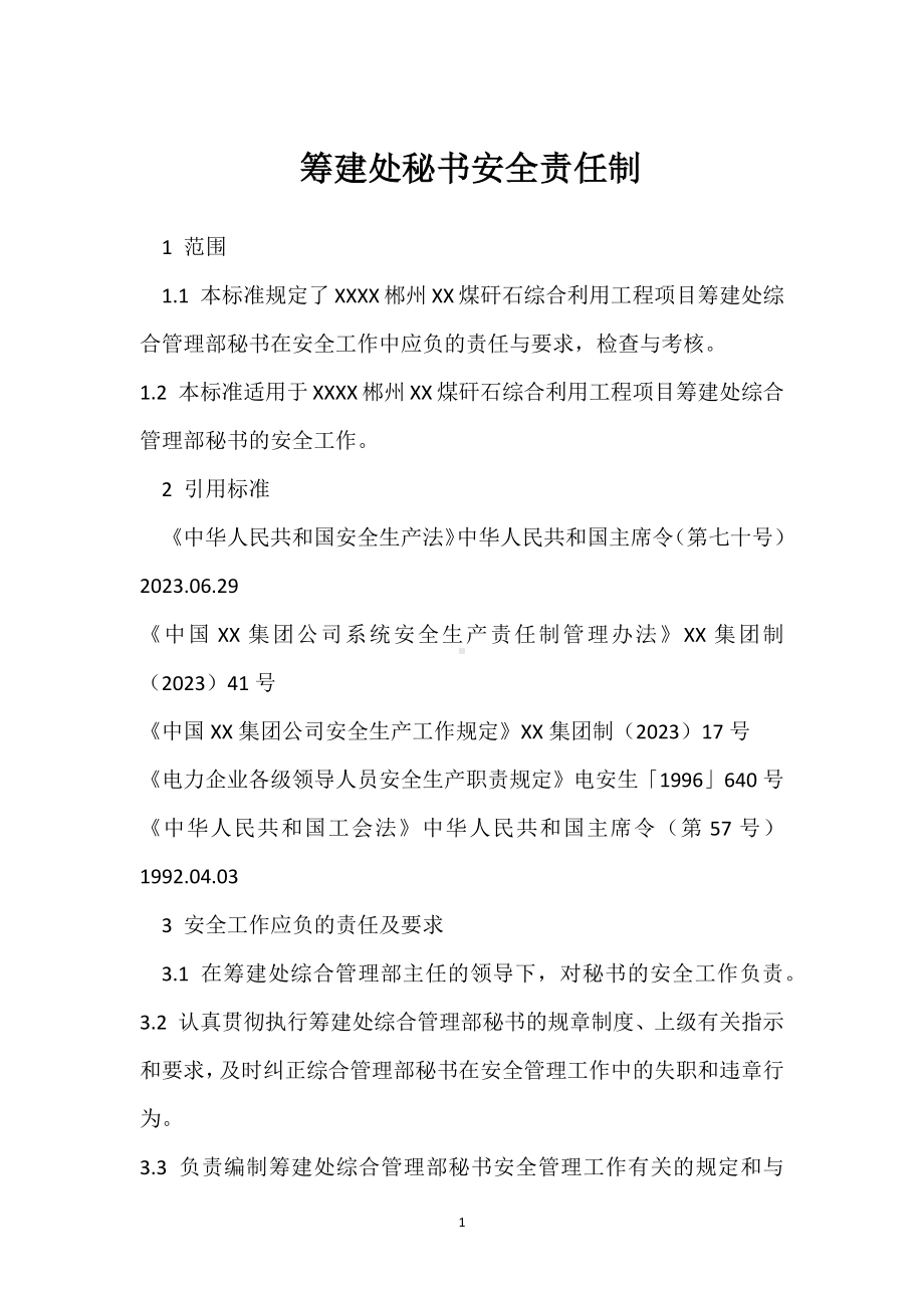 筹建处秘书安全责任制模板范本.docx_第1页