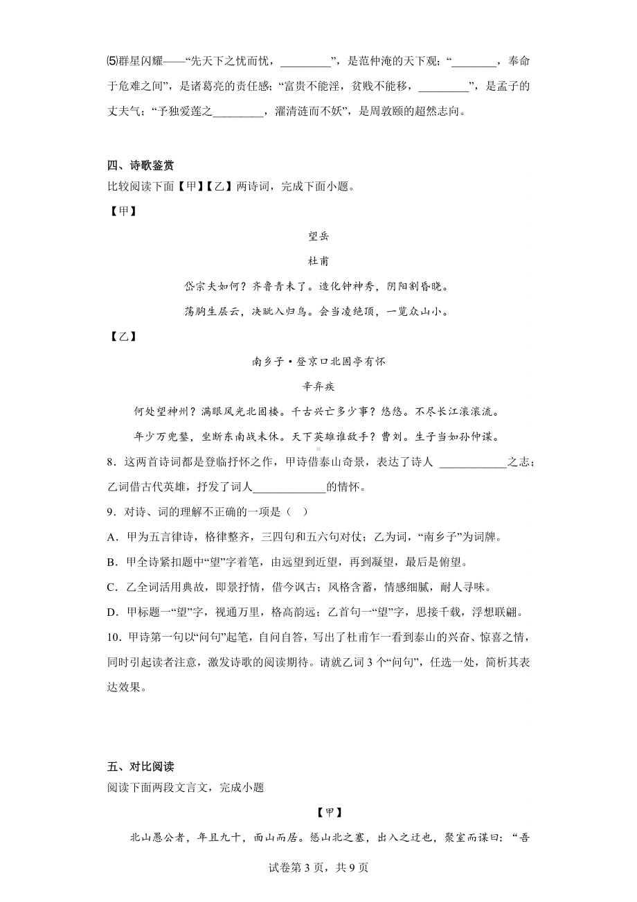 2023年山东省枣庄市台儿庄区中考三模语文试题.docx_第3页