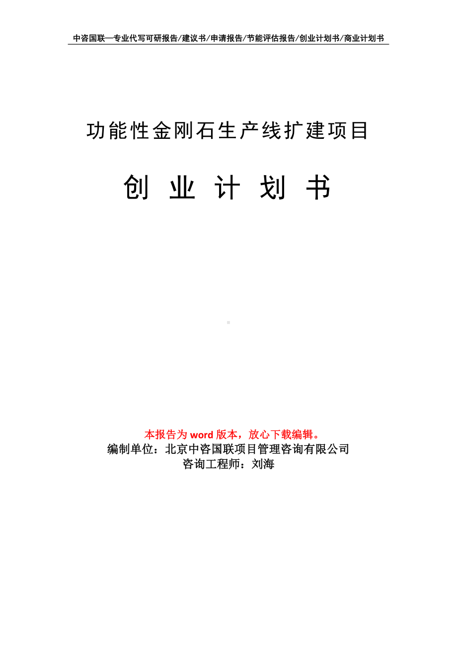 功能性金刚石生产线扩建项目创业计划书写作模板.doc_第1页