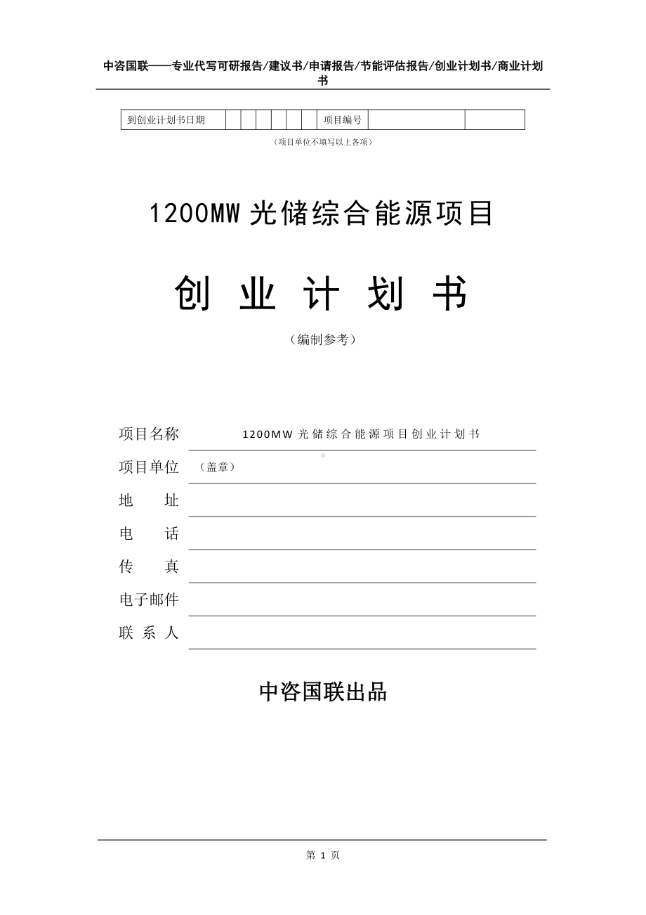 1200MW光储综合能源项目创业计划书写作模板.doc_第2页