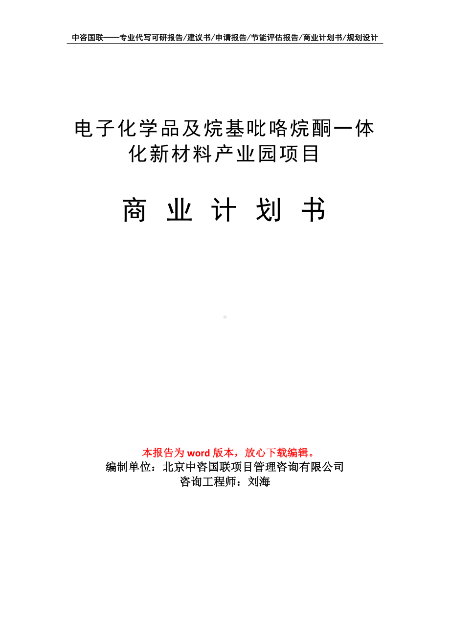 电子化学品及烷基吡咯烷酮一体化新材料产业园项目商业计划书写作模板-融资.doc_第1页