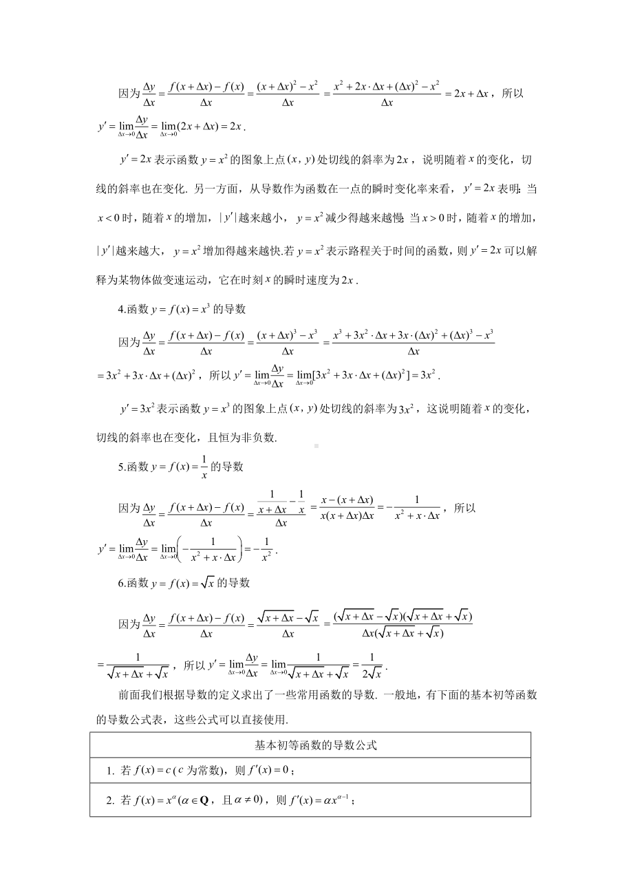 新人教A版高中数学选择性必修二《5.2.1基本初等函数的导数》教案.docx_第2页