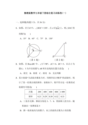 鲁教版数学九年级下册综合复习训练卷(一).doc