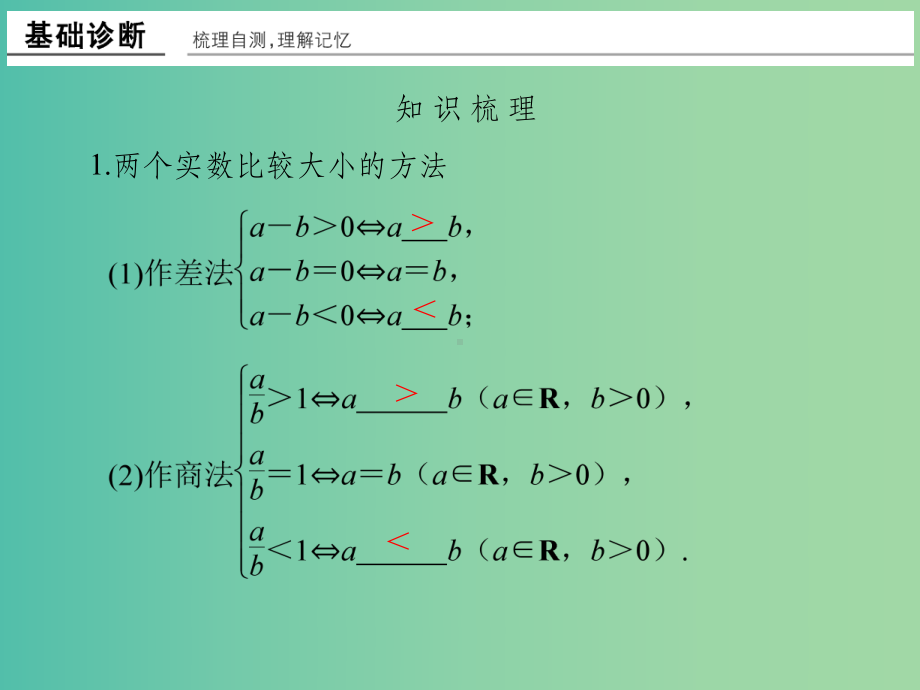 高考数学一轮复习-第七章-不等式-第1讲-不等关系与一元二次不等式课件-理.ppt_第2页