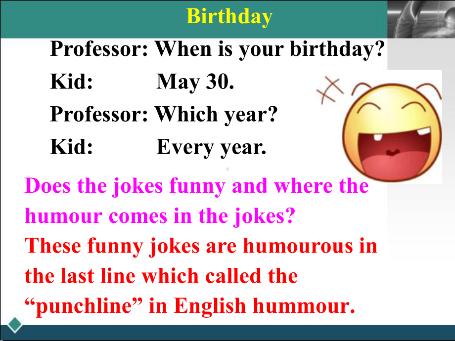 高中英语课件之-Unit-3-A-Taste-of-English-Humour-Reading.ppt_第3页