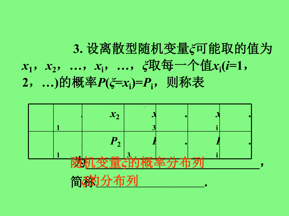 高考理科数学总复习(第1轮)广西专版教学课件：111离散型随机变量的分布列.ppt_第3页