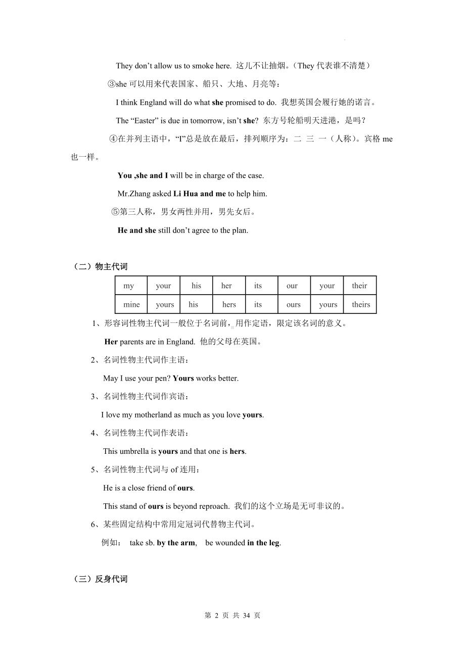 2024年中考英语语法复习：代词 专题讲义（含练习题及答案）.docx_第2页