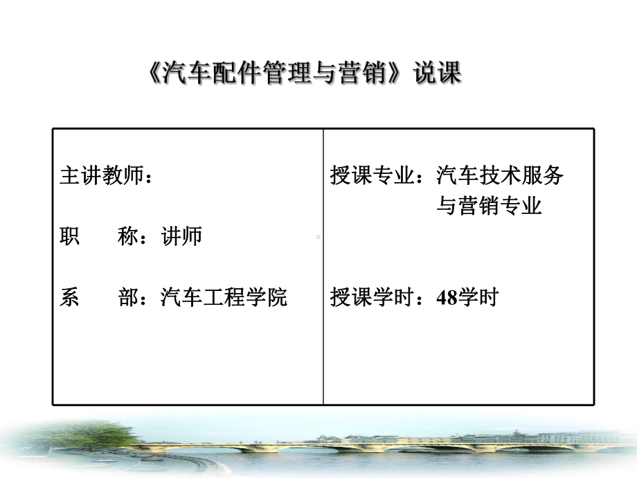 《汽车配件管理与营销》说课稿课件.ppt_第1页