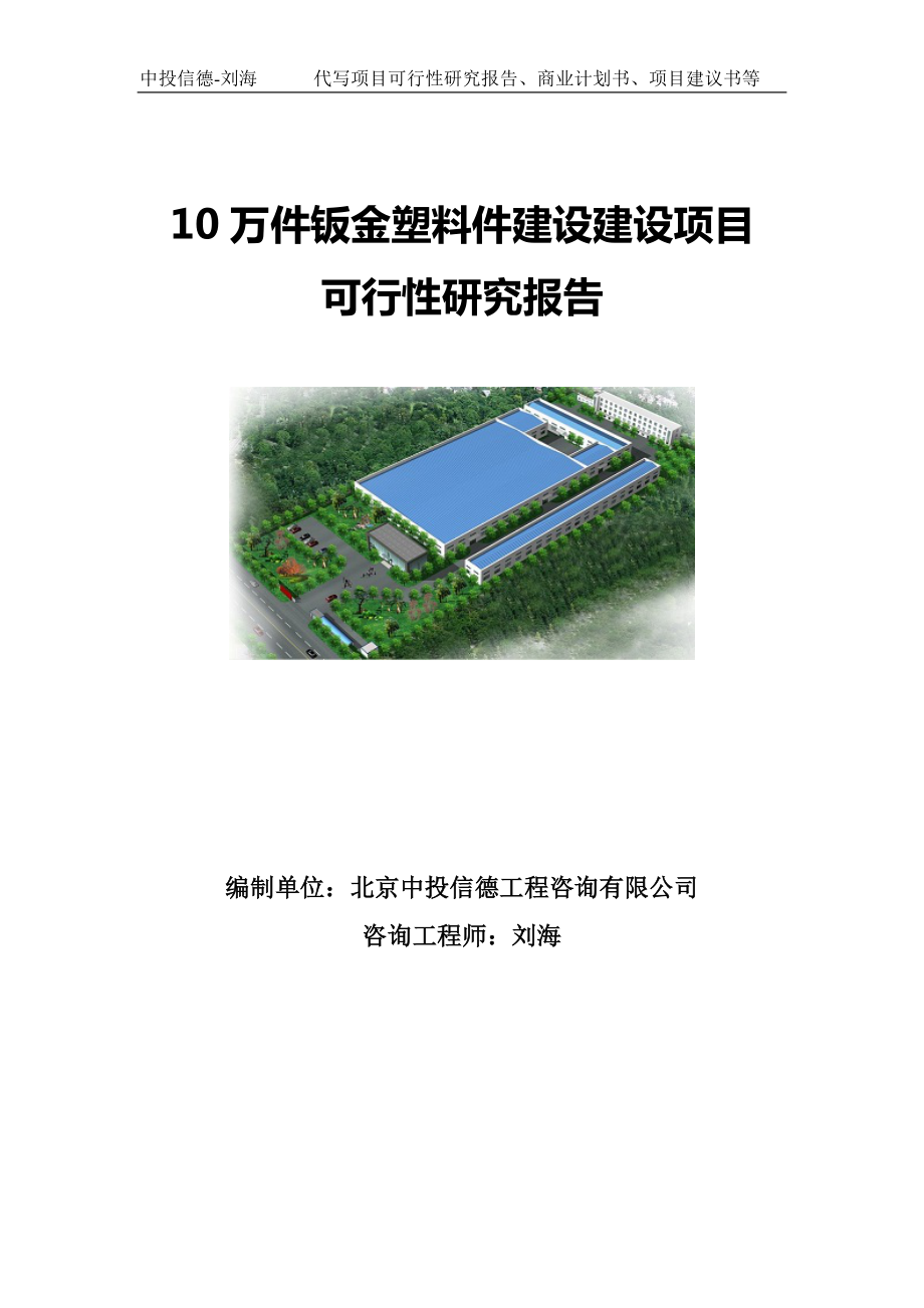 10万件钣金塑料件建设建设项目可行性研究报告写作模板-备案拿地.doc_第1页