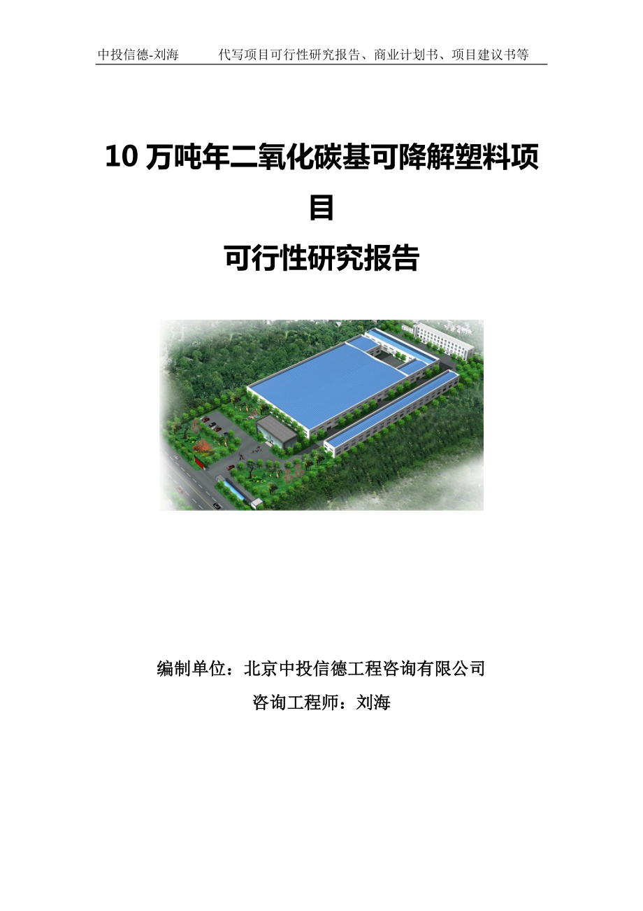 10万吨年二氧化碳基可降解塑料项目可行性研究报告写作模板-备案拿地.doc_第1页