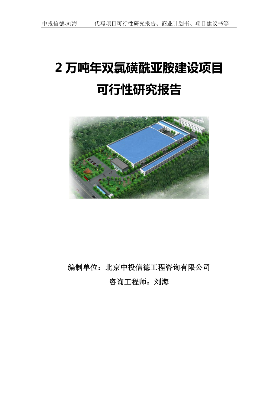 2万吨年双氯磺酰亚胺建设项目可行性研究报告写作模板-备案拿地.doc_第1页