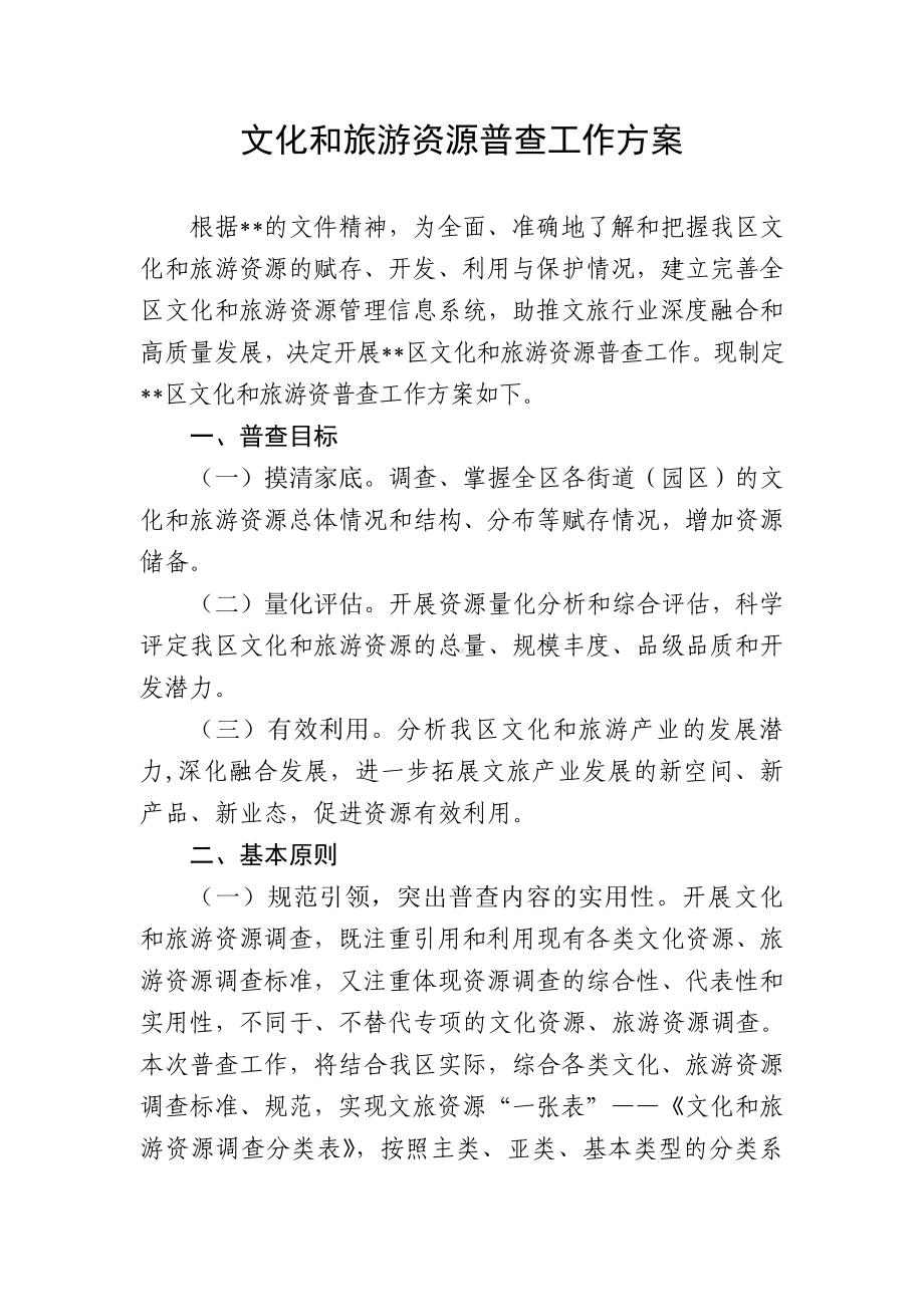 文化和旅游资源普查工作方案.docx_第1页