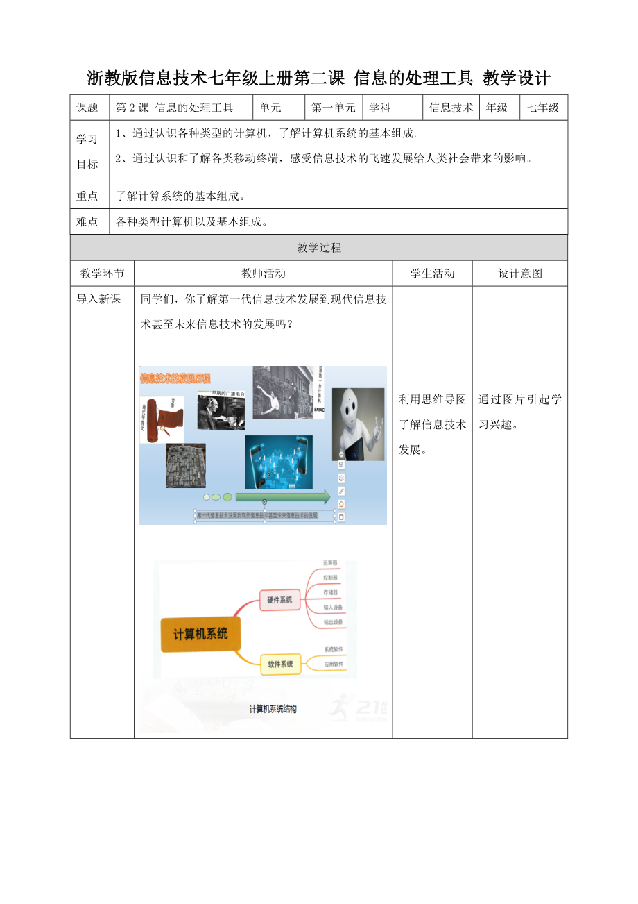 第2课 信息处理工具 ppt课件（28张PPT）+教案-2023新浙教版（2020）七年级上册《信息技术》.rar