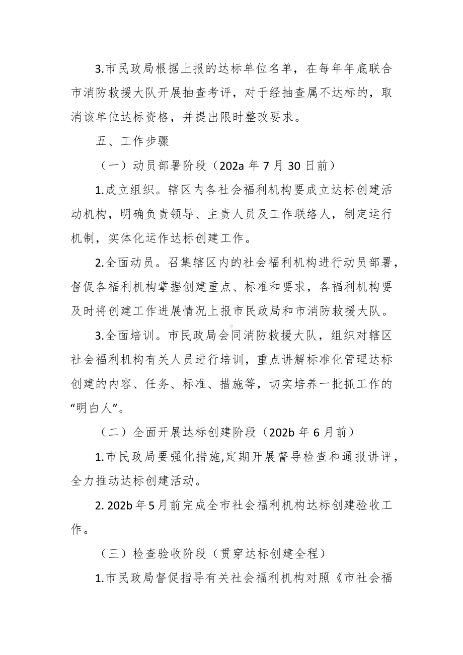 社会福利机构继续开展消防安全标准化管理达标创建活动实施方案 (2).docx_第3页