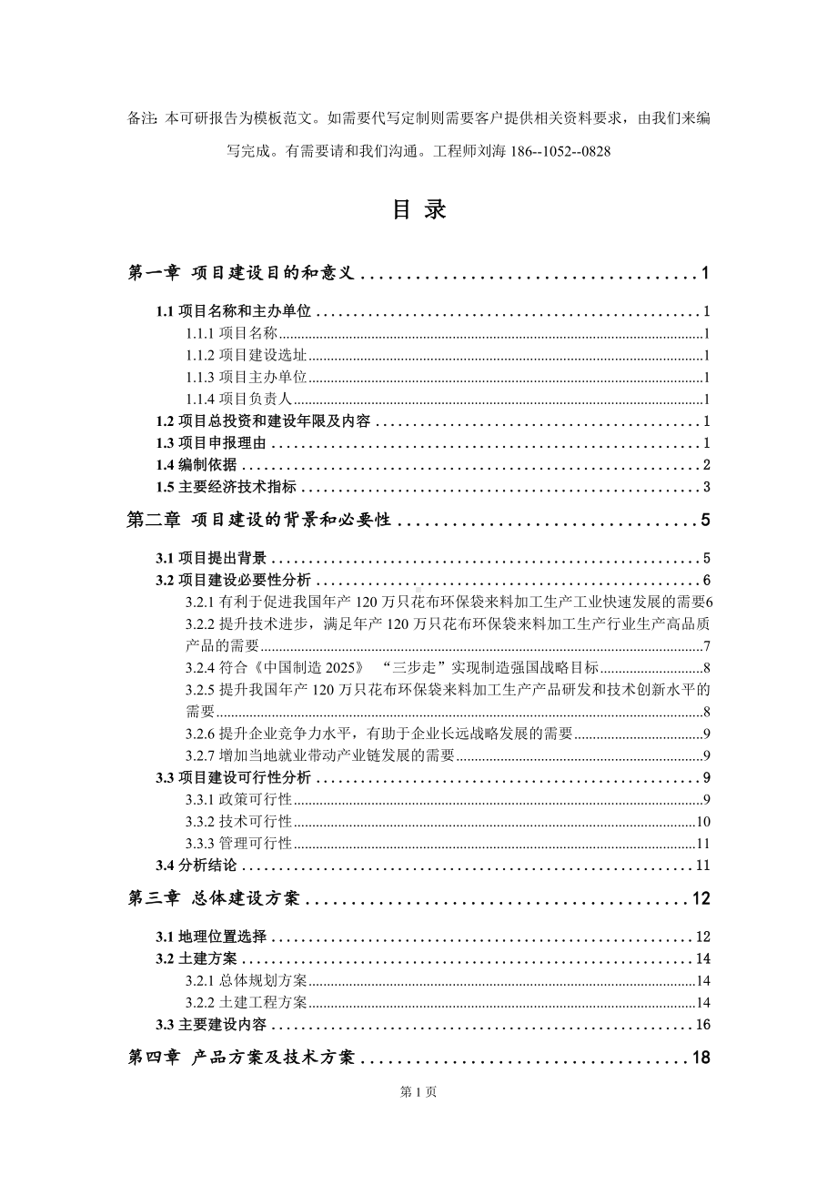 年产120万只花布环保袋来料加工生产项目建议书写作模板拿地立项备案.doc_第2页