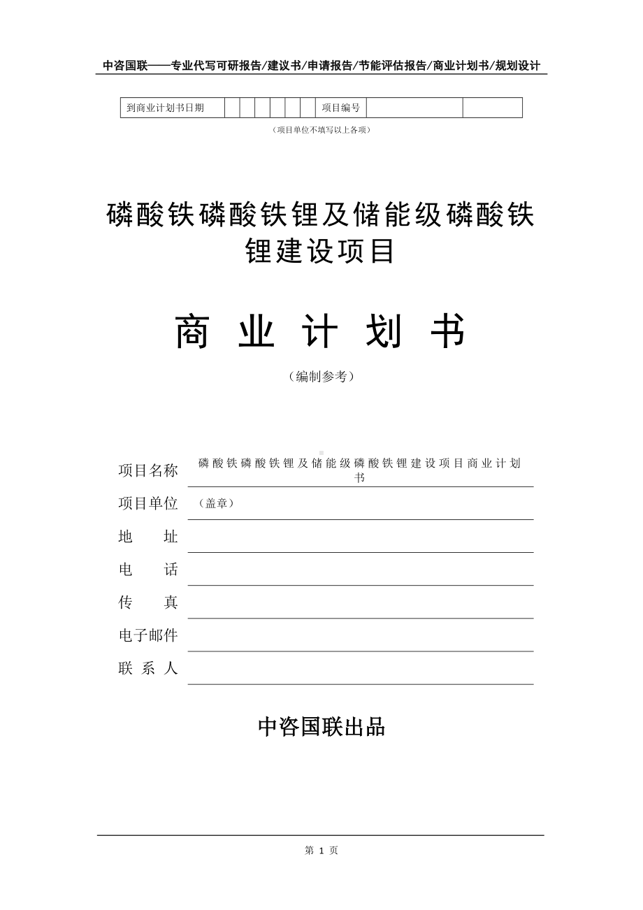 磷酸铁磷酸铁锂及储能级磷酸铁锂建设项目商业计划书写作模板.doc_第2页