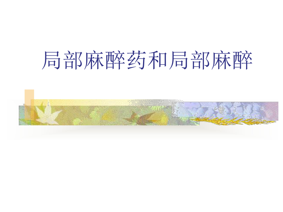 局部麻醉药和局部麻醉(住院医师规范化培训讲课).ppt_第1页