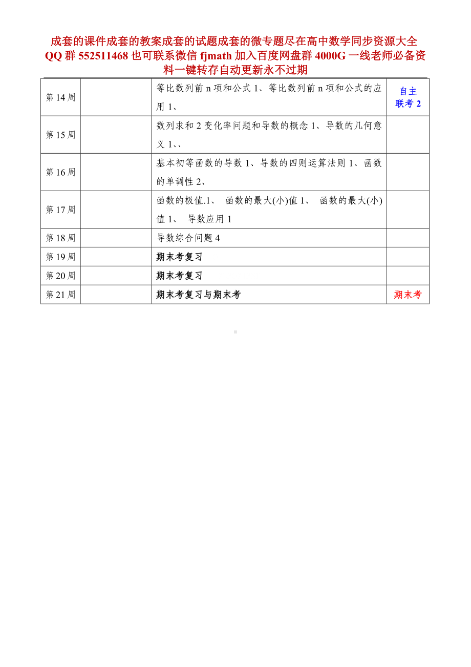 高二年上学期数学教学进度参考表.docx_第2页