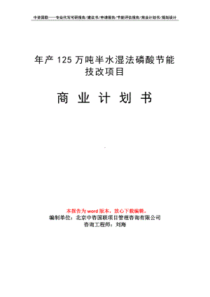 年产125万吨半水湿法磷酸节能技改项目商业计划书写作模板-融资.doc