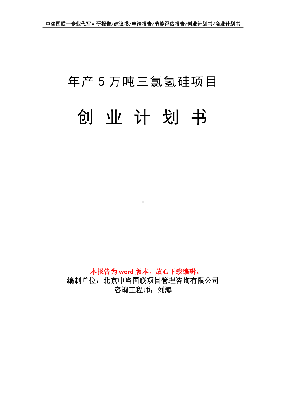 年产5万吨三氯氢硅项目创业计划书写作模板.doc_第1页