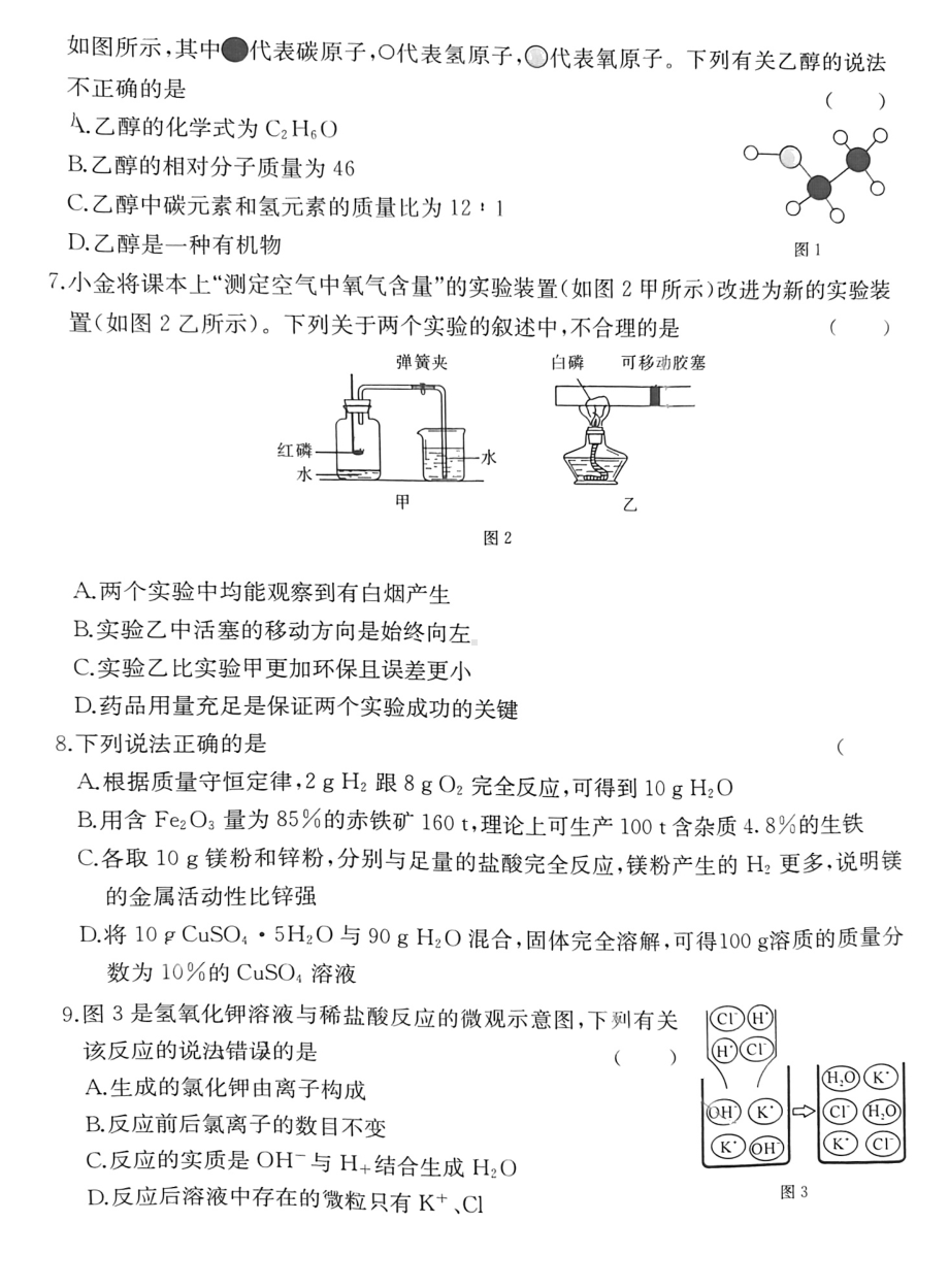 四川省内江市资中县2022-2023学年九年级下学期第一次月考化学试题 - 副本.pdf_第2页