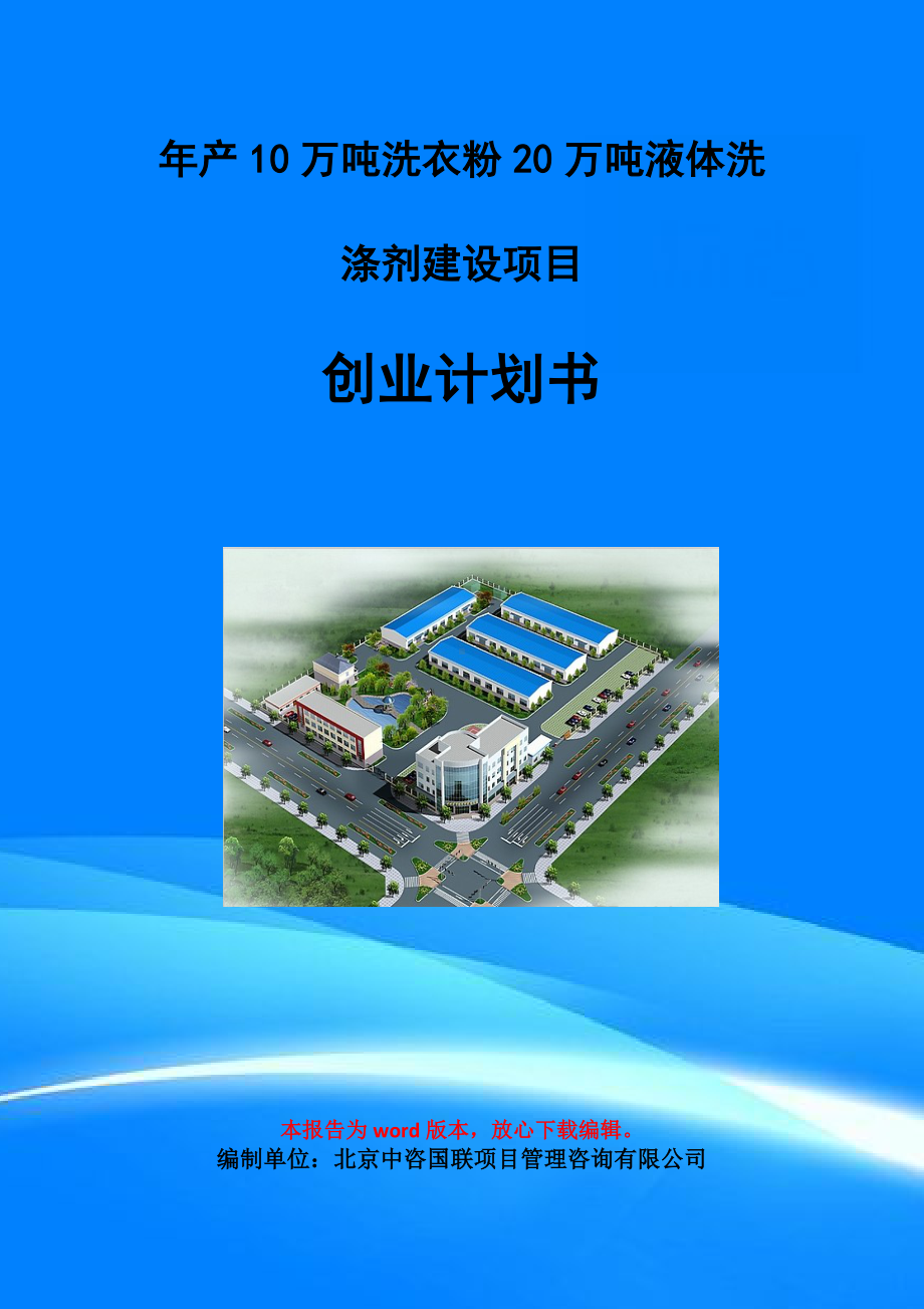 年产10万吨洗衣粉20万吨液体洗涤剂建设项目创业计划书写作模板.doc_第1页