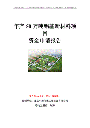 年产50万吨铝基新材料项目资金申请报告模板.doc