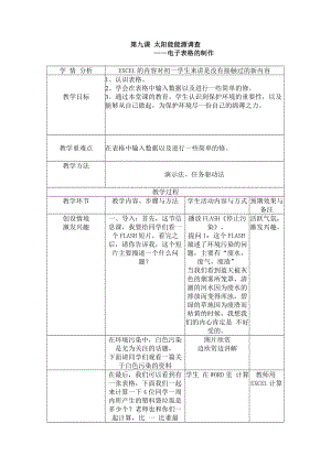 第九课 太阳能能源调查-电子表格的制作 教案（表格式）-2023秋浙教版（广西、宁波）七年级上册《信息技术》.docx