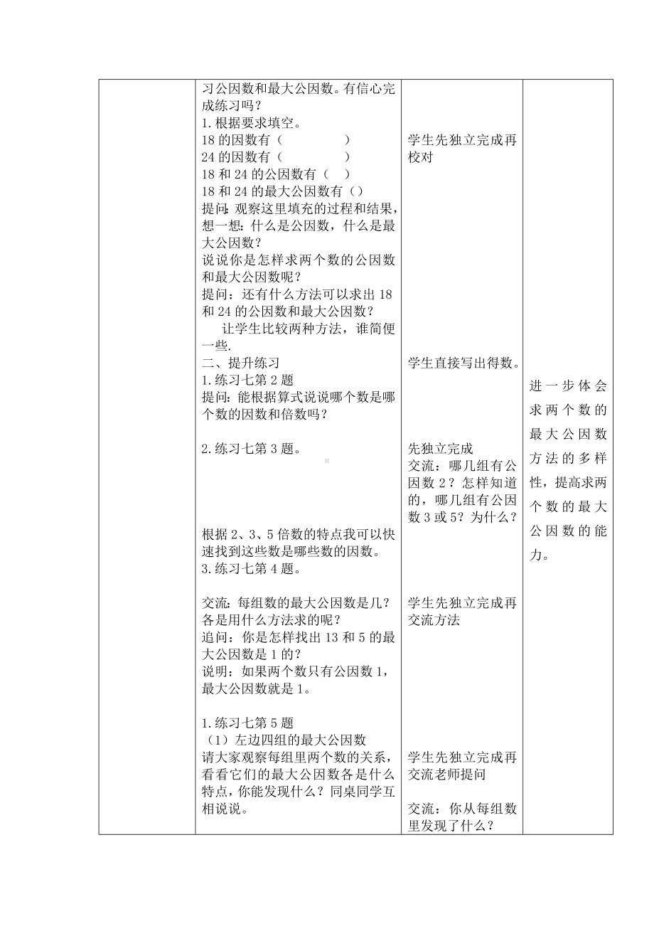 五年级数学下册苏教版第三单元第8课时《公因数和最大公因数练习》教案.doc_第2页