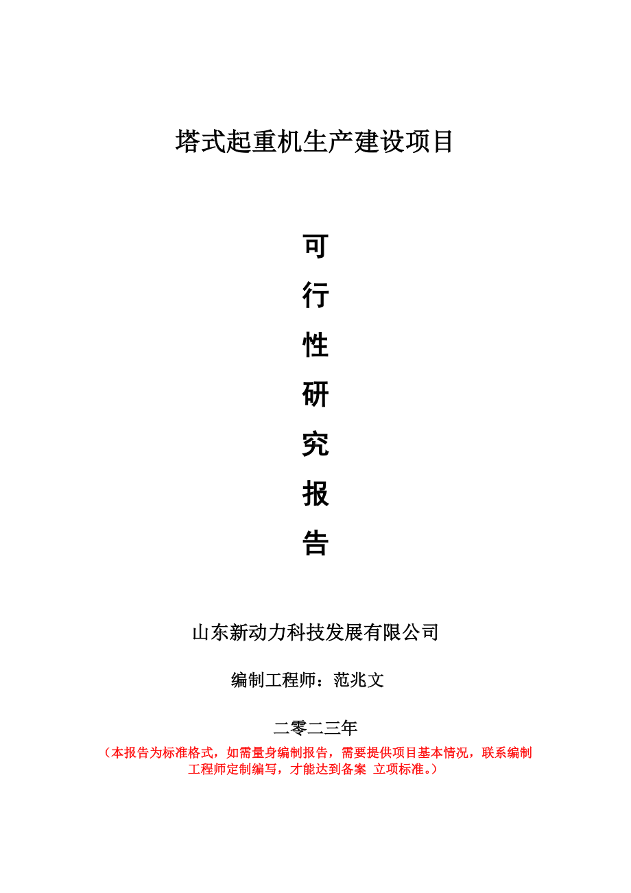 重点项目塔式起重机生产建设项目可行性研究报告申请立项备案可修改案.doc_第1页