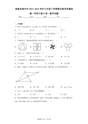 福建省漳州市2021-2022学年七年级下学期期末教学质量检测(华师大版B卷)数学试题.pdf