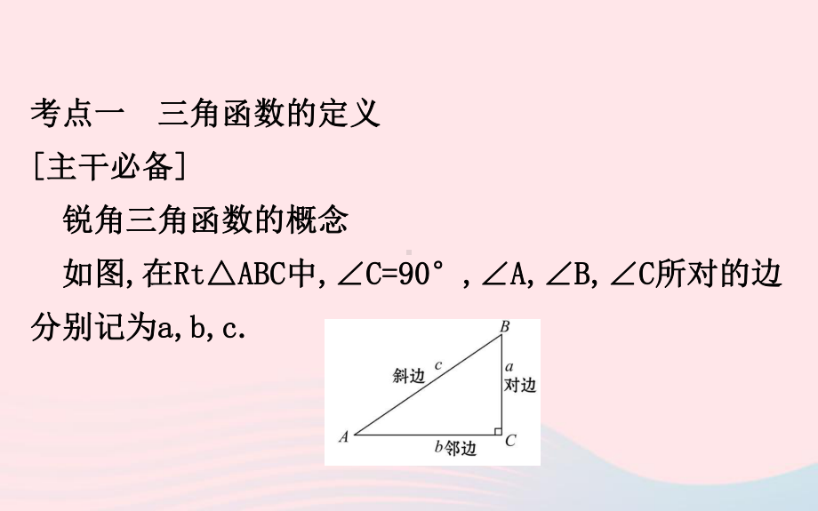 中考数学全程复习方略第二十三讲直角三角形的边角关系课件.ppt_第3页