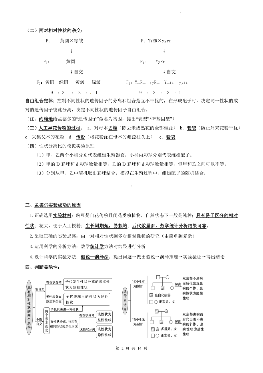 人教版（2019）高中生物必修二《遗传与进化》重要考点复习提纲（实用！）.docx_第2页