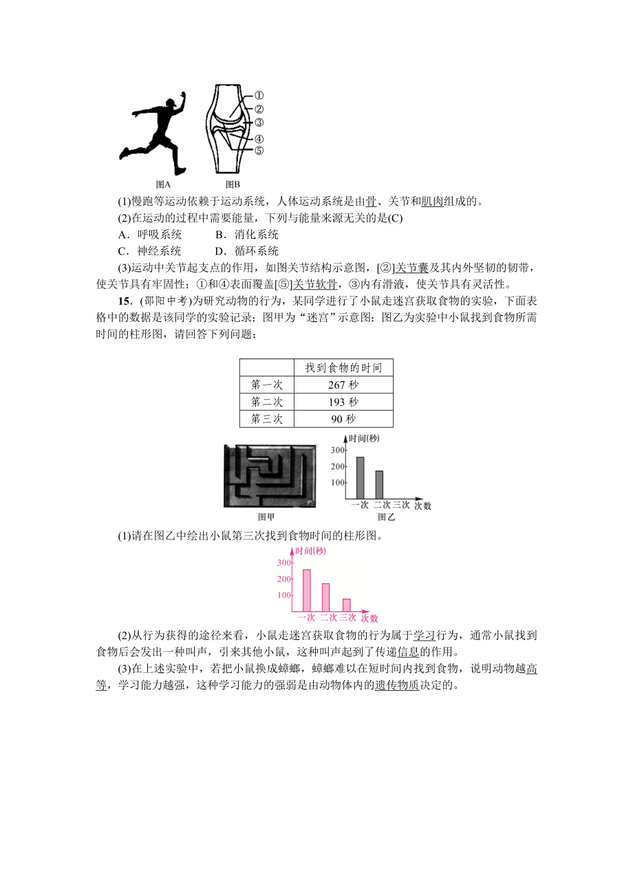 人教八年级生物上册第三章动物在生物圈中的作用章末复习(第二、三章).doc_第3页