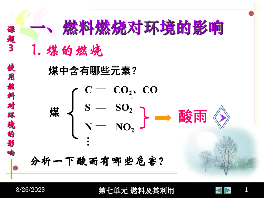 一燃料燃烧对环境的影响教学课件2.ppt_第1页