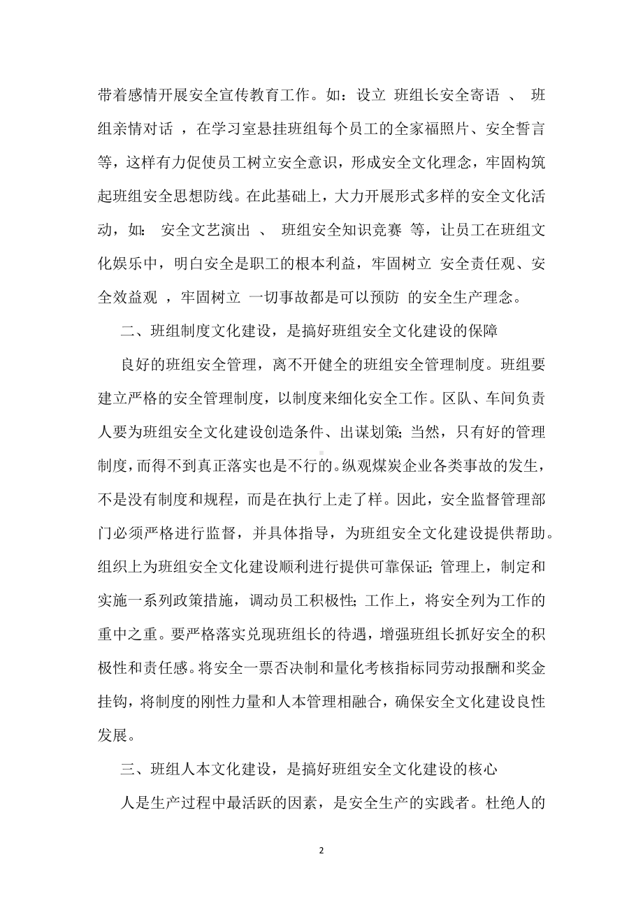 议煤矿企业班组安全文化建设模板范本.docx_第2页