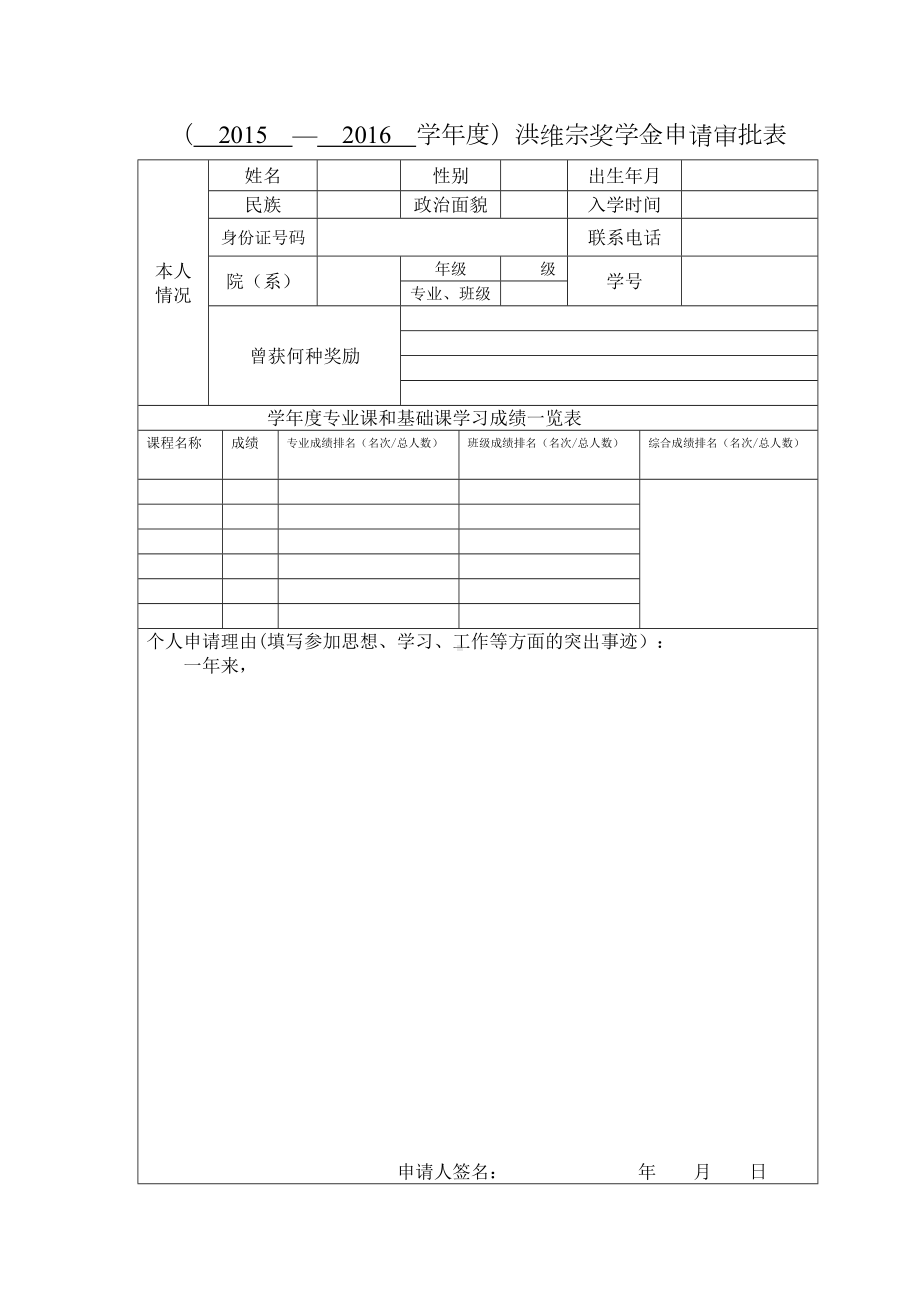 洪维宗奖学金申请审批表.doc_第1页