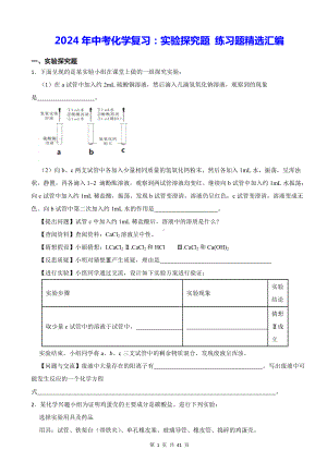 2024年中考化学复习：实验探究题 练习题精选汇编（含答案解析）.docx