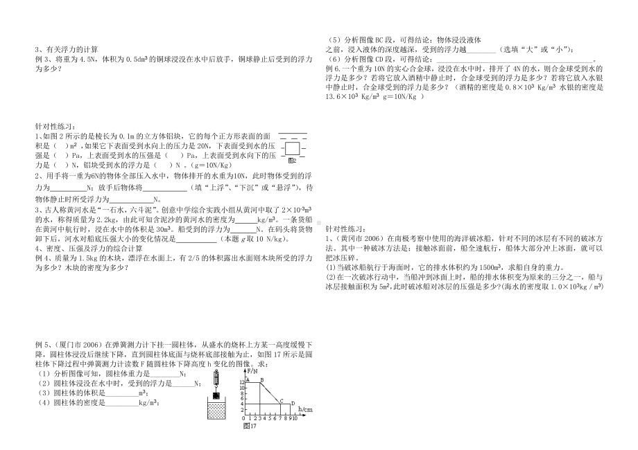 人教版中考物理二轮专题复习学案专题5有关密度压强及浮力的计算.doc_第3页