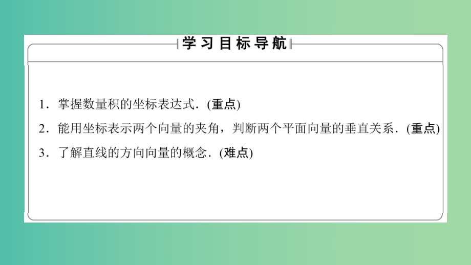 高中数学-第2章-平面向量-6-平面向量数量积的坐标表示-北师大版必修4.ppt_第2页