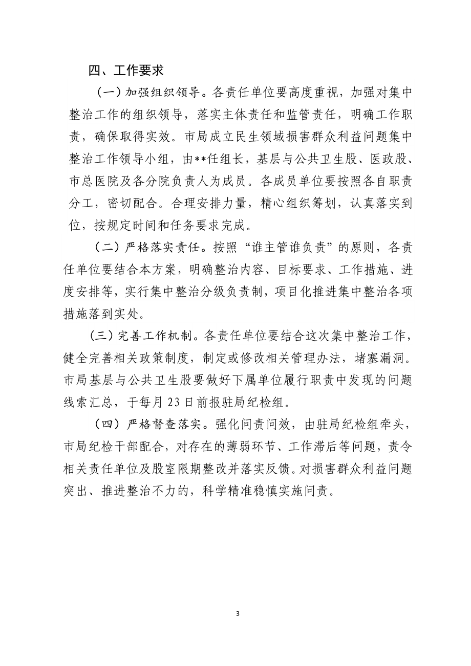 开展卫健系统民生领域损害群众利益问题集中整治工作方案.doc_第3页